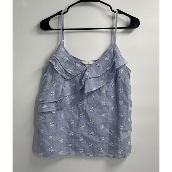 H&M Blue tank, ruffles, and flower‎ pattern Size 4 - Picture 1 of 6